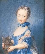 PERRONNEAU, Jean-Baptiste A Girl with a Kitten Sweden oil painting artist